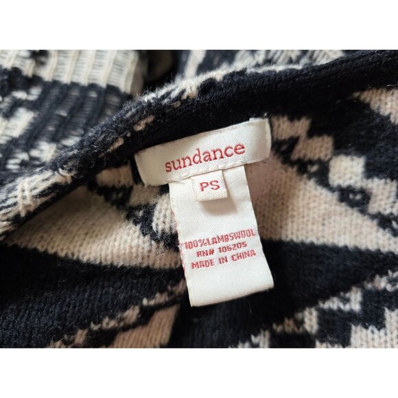 Sundance Womens Black & Beige Geometric Pattern Lambswool Cardigan Sweater - Picture 4 of 6